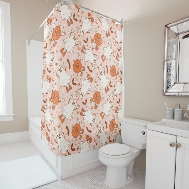 Fun Retro Ghost & Jack-O-Lantern Pattern (In Situ)