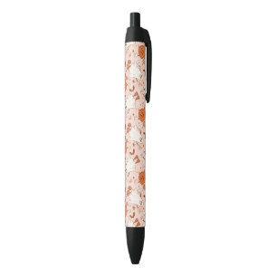 Fun Retro Ghost & Jack-O-Lantern Pattern Black Ink Pen