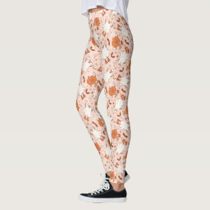 Fun Retro Ghost & Jack-O-Lantern Pattern Leggings
