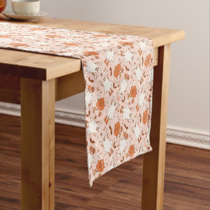 Fun Retro Ghost & Jack-O-Lantern Pattern Short Table Runner