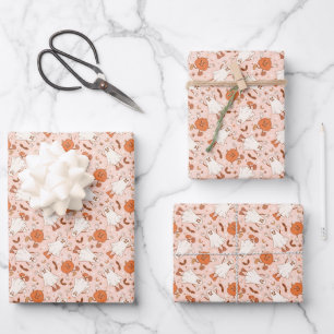 Fun Retro Ghost & Jack-O-Lantern Pattern Wrapping Paper Sheet