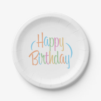 Fun Retro Happy Birthday Paper Plate