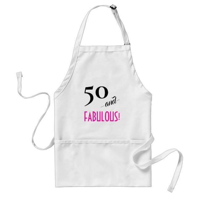 Fun Retro Hot Pink 50 and FABULOUS! 50th Birthday Standard Apron (Front)