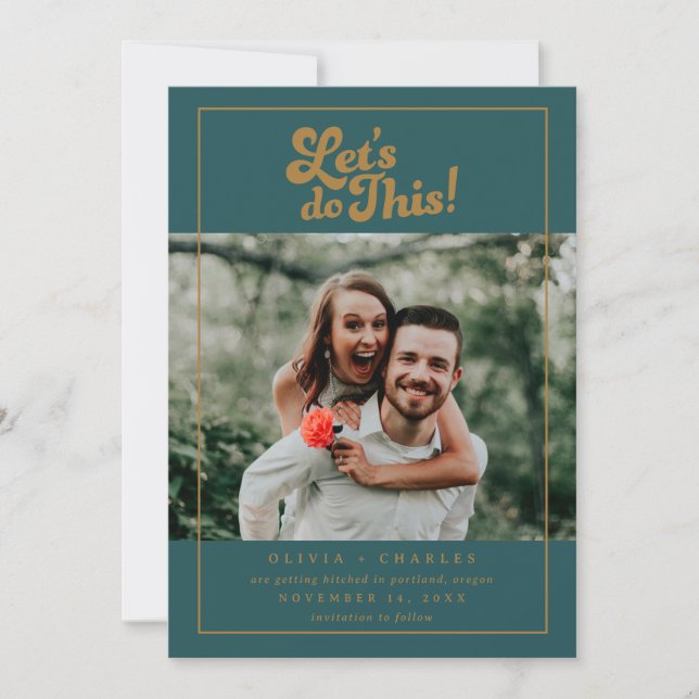 Fun Retro Let’s Do This Photo  Save The Date (Front)