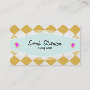 Fun Retro MakeupArtist Chequered Business Card