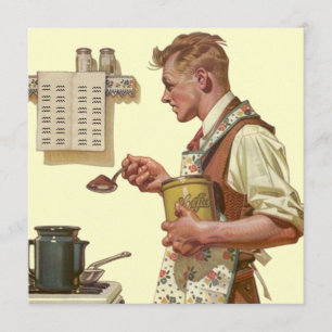 Fun Retro Making Coffee Retirement Invitations