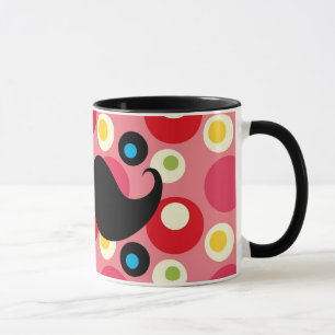 Fun Retro Moustache on 70s Colourful Background Mug