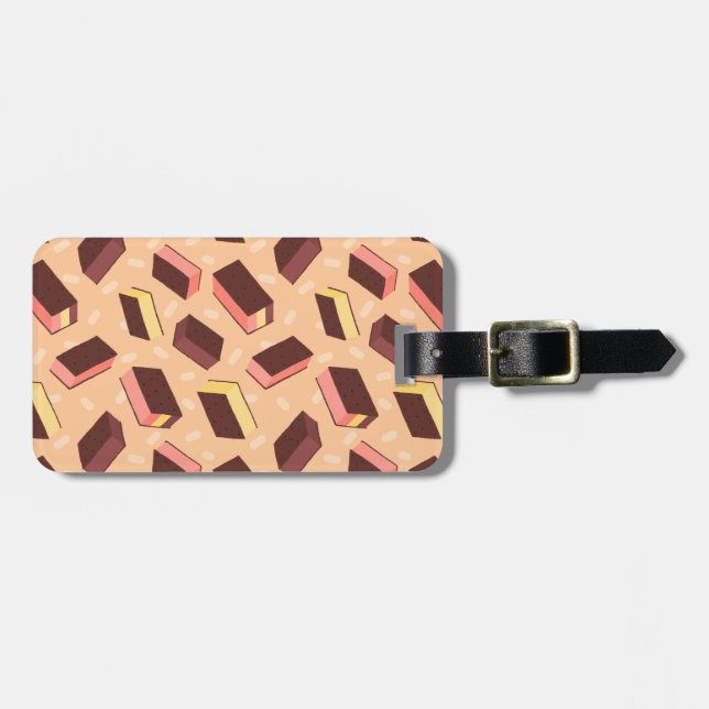 Fun Retro Neapolitan Ice Cream Sandwich Luggage Tag (Front Horizontal)