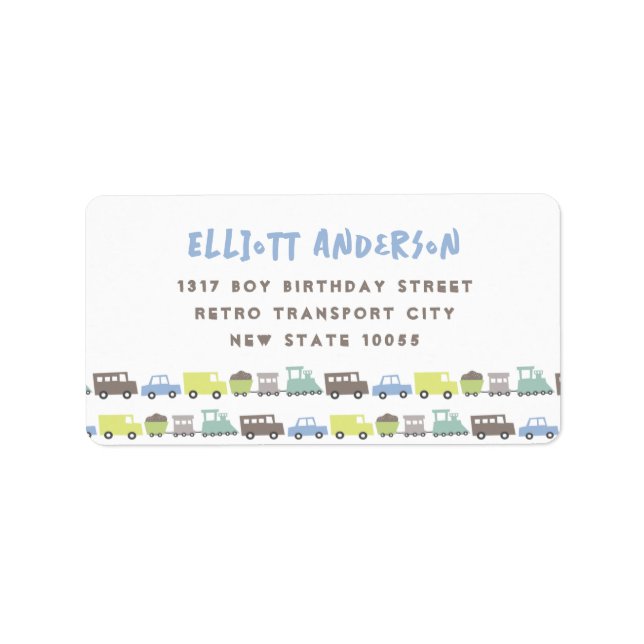 Fun Retro Pastels Boys Toys Cute Transport Address Label (Front)