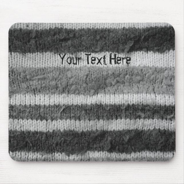 fun retro pattern black and white knitted stripes mouse pad (Front)
