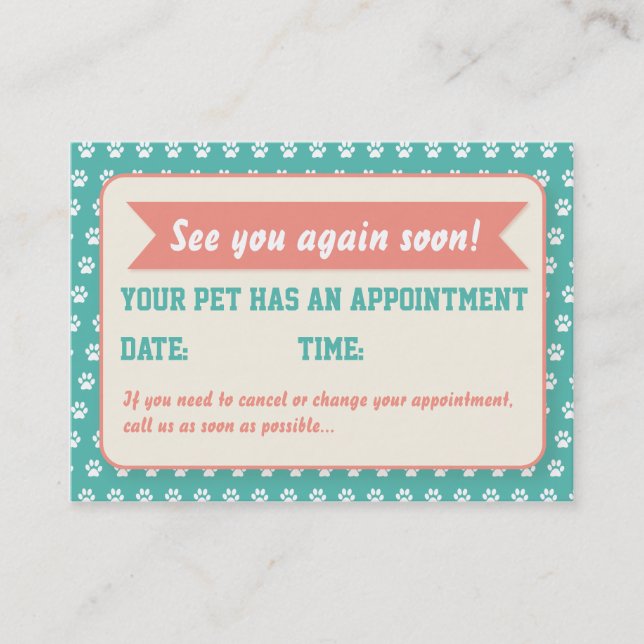 Fun Retro Pet Groomer Appointment Card (Front)