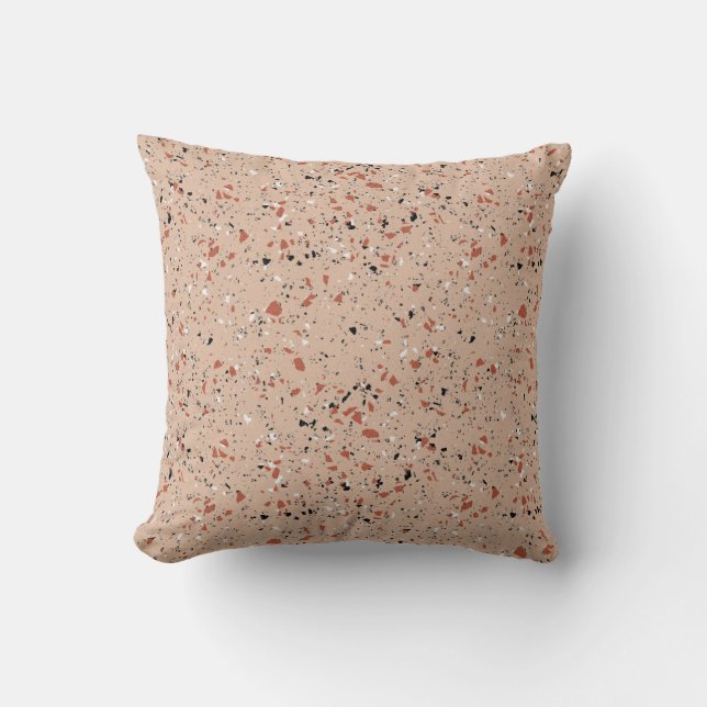 Fun Retro Pink Terrazzo Pattern Throw Pillow (Front)