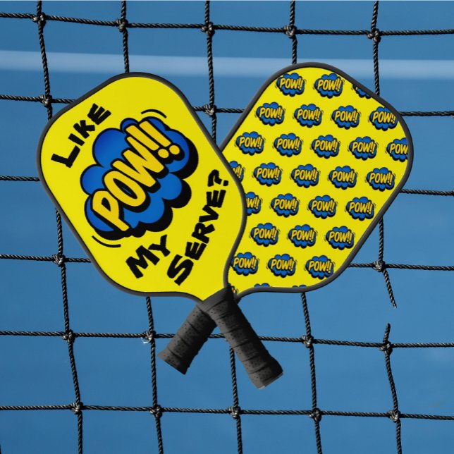 Fun Retro Pop Art Pickleball Paddle (How's your serve? You can personalize the black text.)