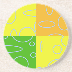 Fun Retro Quad Yellow Green Orange Geometric Coaster