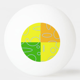 Fun Retro Quad Yellow Green Orange Geometric Ping Pong Ball