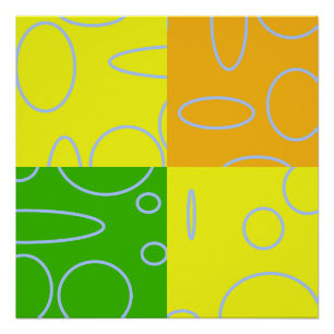 Fun Retro Quad Yellow Green Orange Geometric Poster