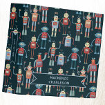 Fun Retro Robot Personalized Name Text Binder<br><div class="desc">Cute retro vintage 1950s robot design on a dark background.  Original art by Nic Squirrell. Change the name and text on the spine to customize.</div>