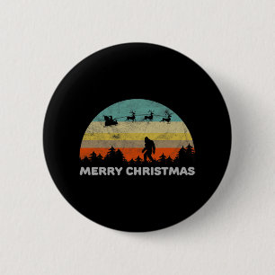 Fun Retro Style Big Foot Merry Christmas Yeti 2 Inch Round Button