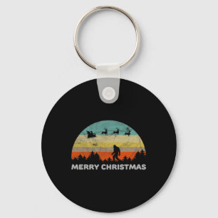 Fun Retro Style Big Foot Merry Christmas Yeti  Keychain