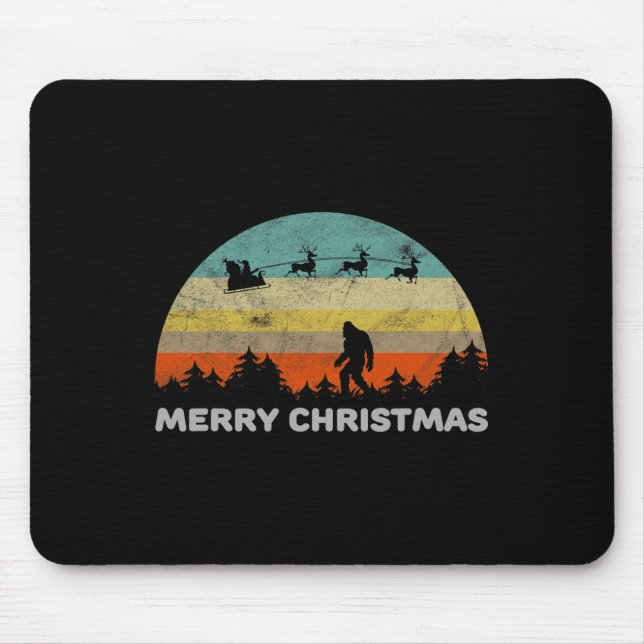 Fun Retro Style Big Foot Merry Christmas Yeti  Mouse Pad (Front)