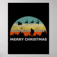 Fun Retro Style Big Foot Merry Christmas Yeti
