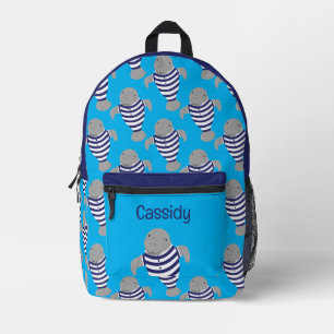 Fun Retro Swimsuit Manatee Animal Kids Name Printed Backpack