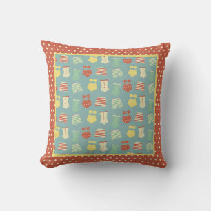 Fun Retro Swimsuits Pattern Throw Pillow