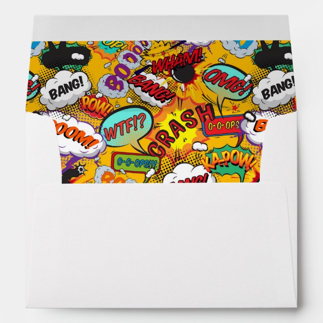 Fun Retro Typographic Comic Book Pop Art Envelope (Back (Bottom))