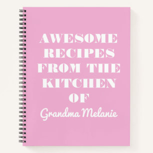 Fun Retro Typographie rose Grandma Recette Carnet