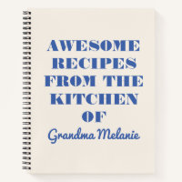 Fun Retro Typography Cream Blue Grandma Recipe