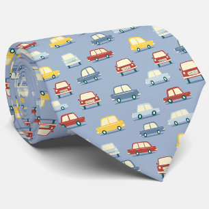 Fun Retro Vintage Cars Blue Tie