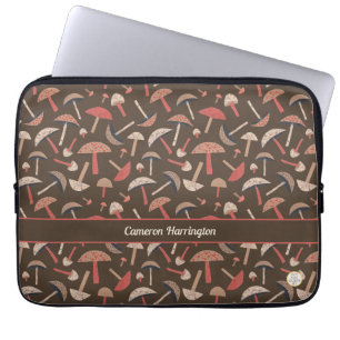 Fun Retro Vintage-Inspired Personalized Mushroom Laptop Sleeve