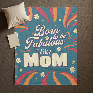 Fun Retro Vintage Psychedelic Mom Quote Typography Fleece Blanket