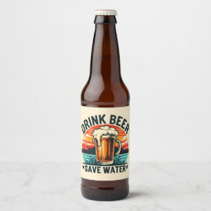 Fun Retro Vintage Sunset Beer Glass Bottle Label