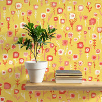 Fun Retro Yellow Floral Pattern