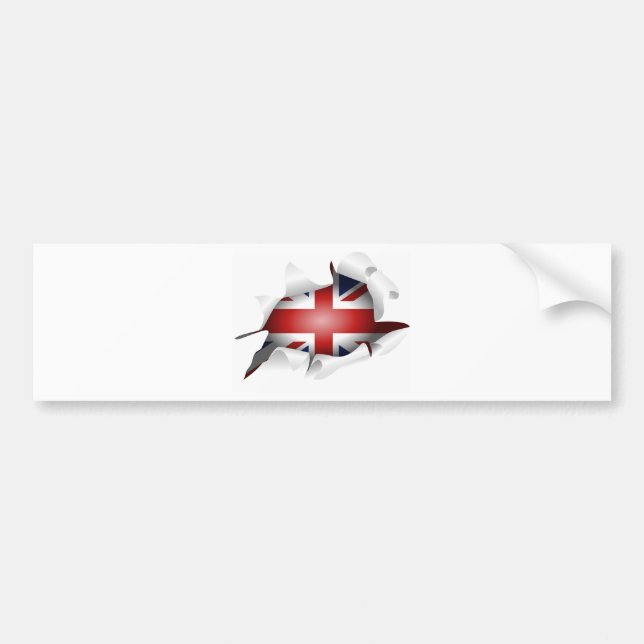 Fun Ripped Hole With Union jack Flag Bumper Sticker (Front)