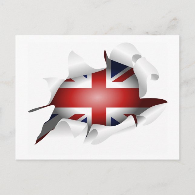 Fun Ripped Hole With Union jack Flag Postcard (Front)
