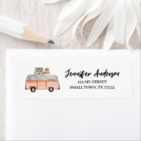 Fun Road Trip Retro Van RV Camper Address Label