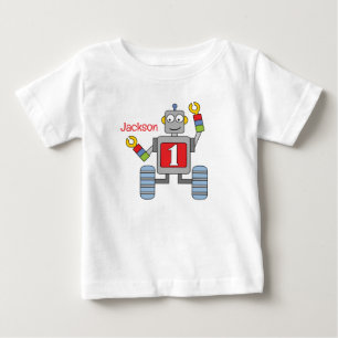 Fun Robot first Birthday Tshirt personalize