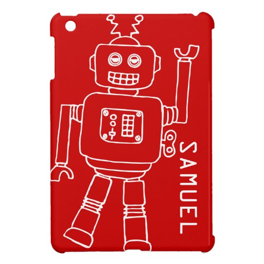 Fun robot kids named red white ipad mini case