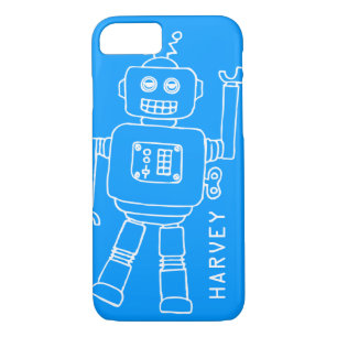 Fun robot named blue & white boys ipod touch case