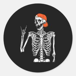 Fun Rocker Skeleton Hand Rock On Costume Halloween Classic Round Sticker