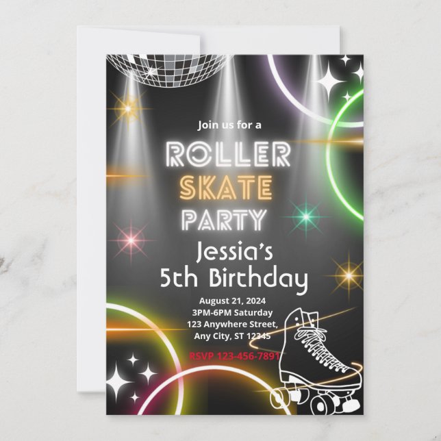 Fun Roller Skate Party Birthday Invitation (Front)