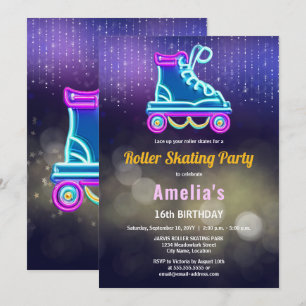 Fun Roller Skating Birthday Party Invitation