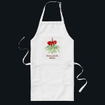 Fun Romantic Meet Under Mistletoe Quote Christmas  Long Apron<br><div class="desc">Fun Romantic Meet Under Mistletoe Quote Christmas Watercolor Art</div>