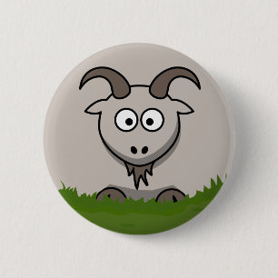 Fun Round Cartoon Goat 2 Inch Round Button
