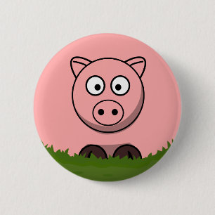 Fun Round Cartoon Pig 2 Inch Round Button