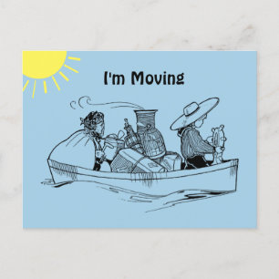 Fun Row Boat Blue I'm Moving Announcement Postcard