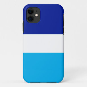 Fun Royal Blue Bright Sky White Nautical Stripes iPhone 11 Case
