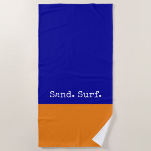 Fun Royal Blue Orange Abstract Sand Surf Shore  Beach Towel